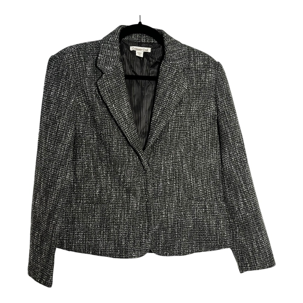 Coldwater Creek Blazer Jacket Womens P10 Gray Tweed Career Office Ladies‎